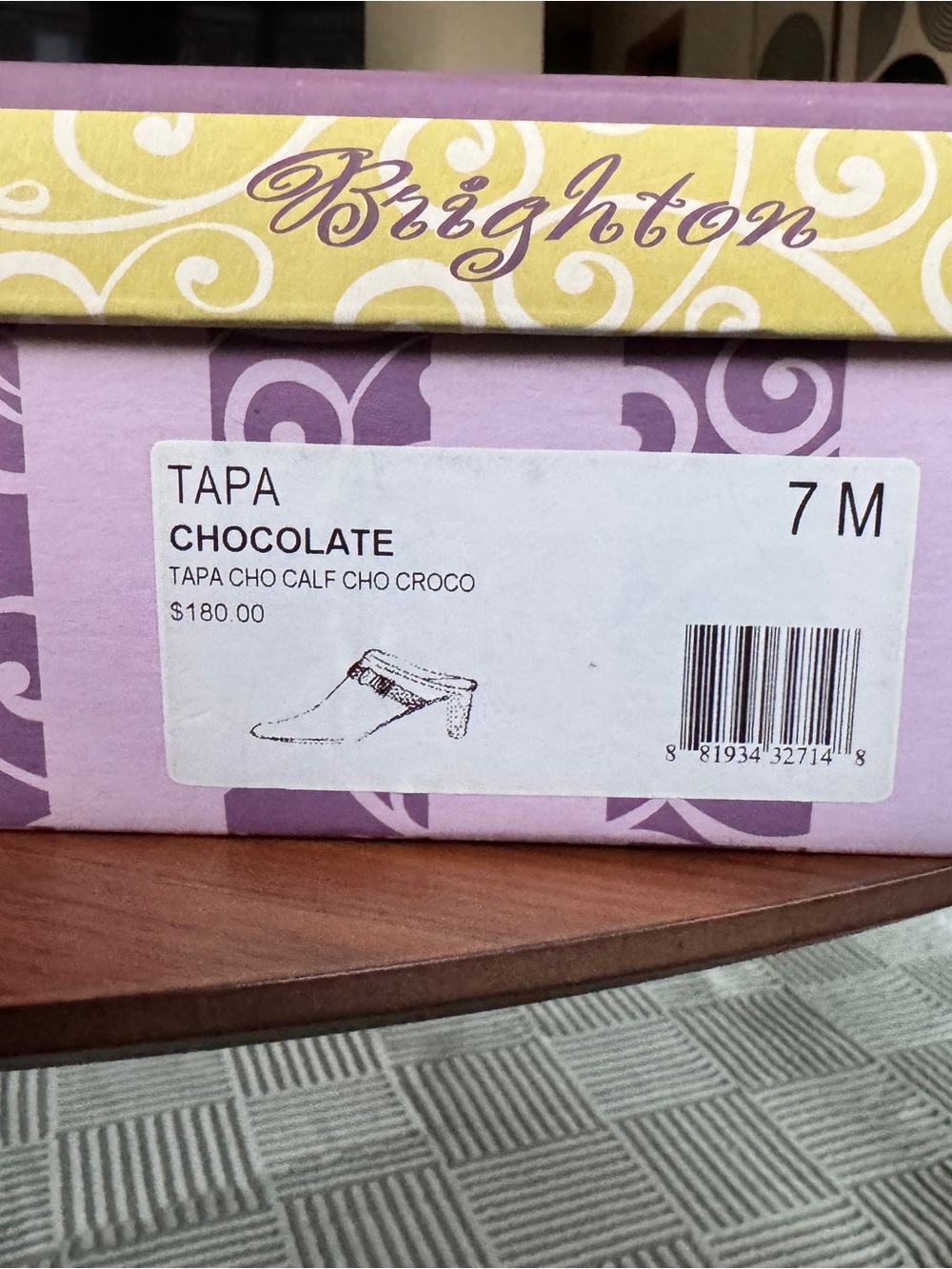 Label on Shoe Box